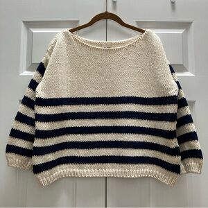 Babaa Cream and Navy Striped Sweater